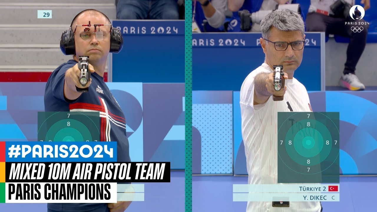 Mixed 10m air pistol team bronze & gold matches 🔫✨| Paris Champions