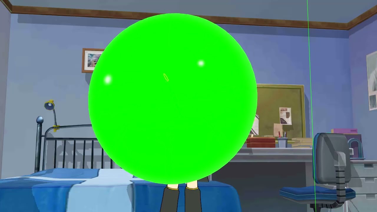 [MMD] Rin blows her huge green punch balloon.