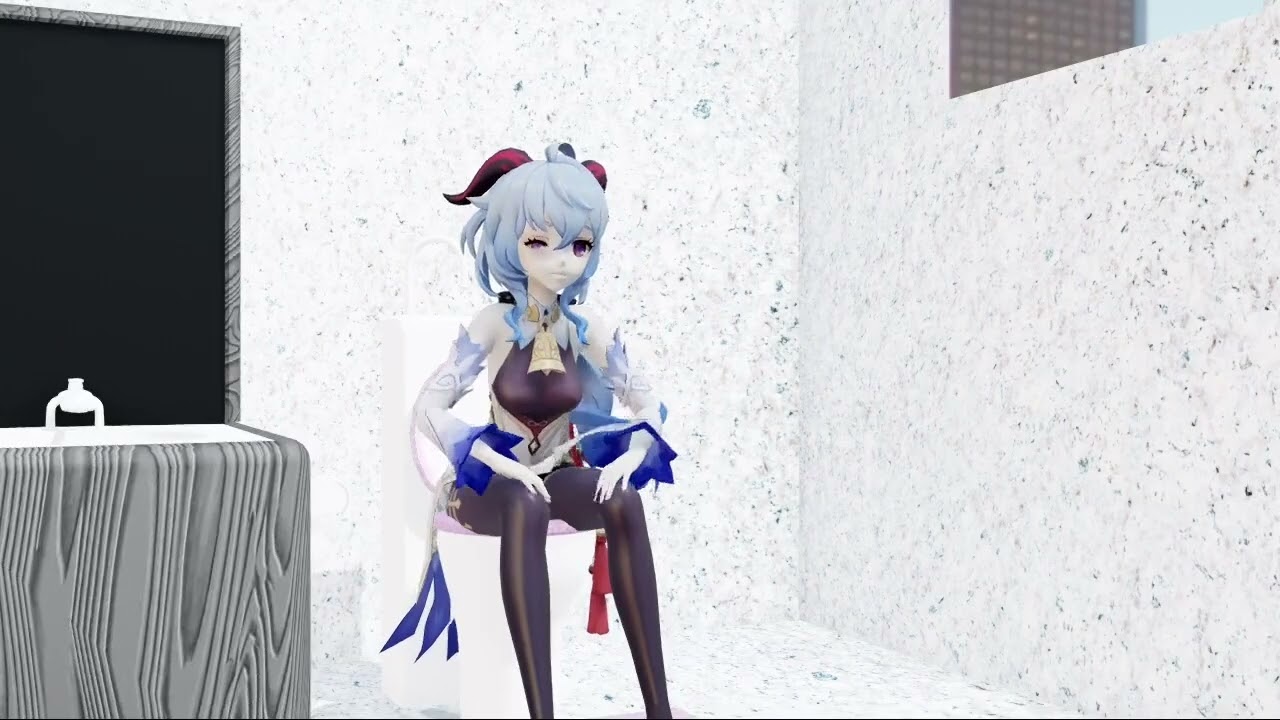 【MMD】(request)Farting in the toilet of Ganyu ［girl fart animation］