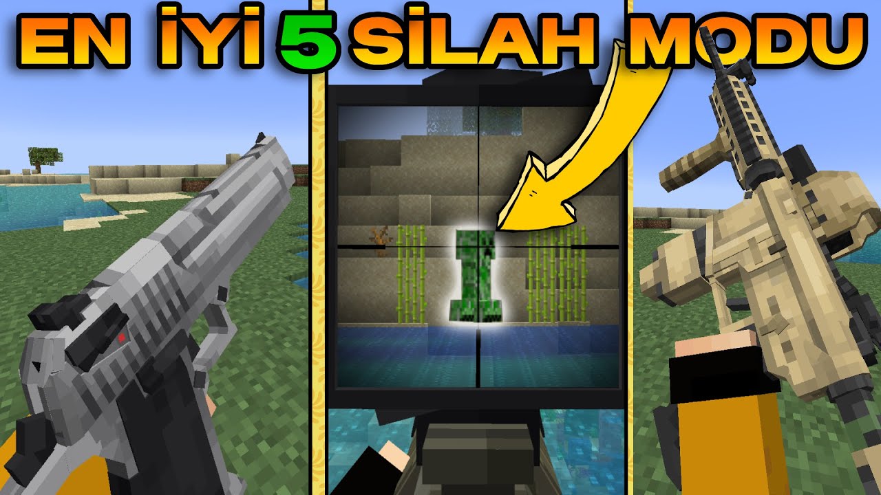 MİNECRAFT EN İYİ 5 SİLAH MODU !! - Minecraft Mod Tanıtımı