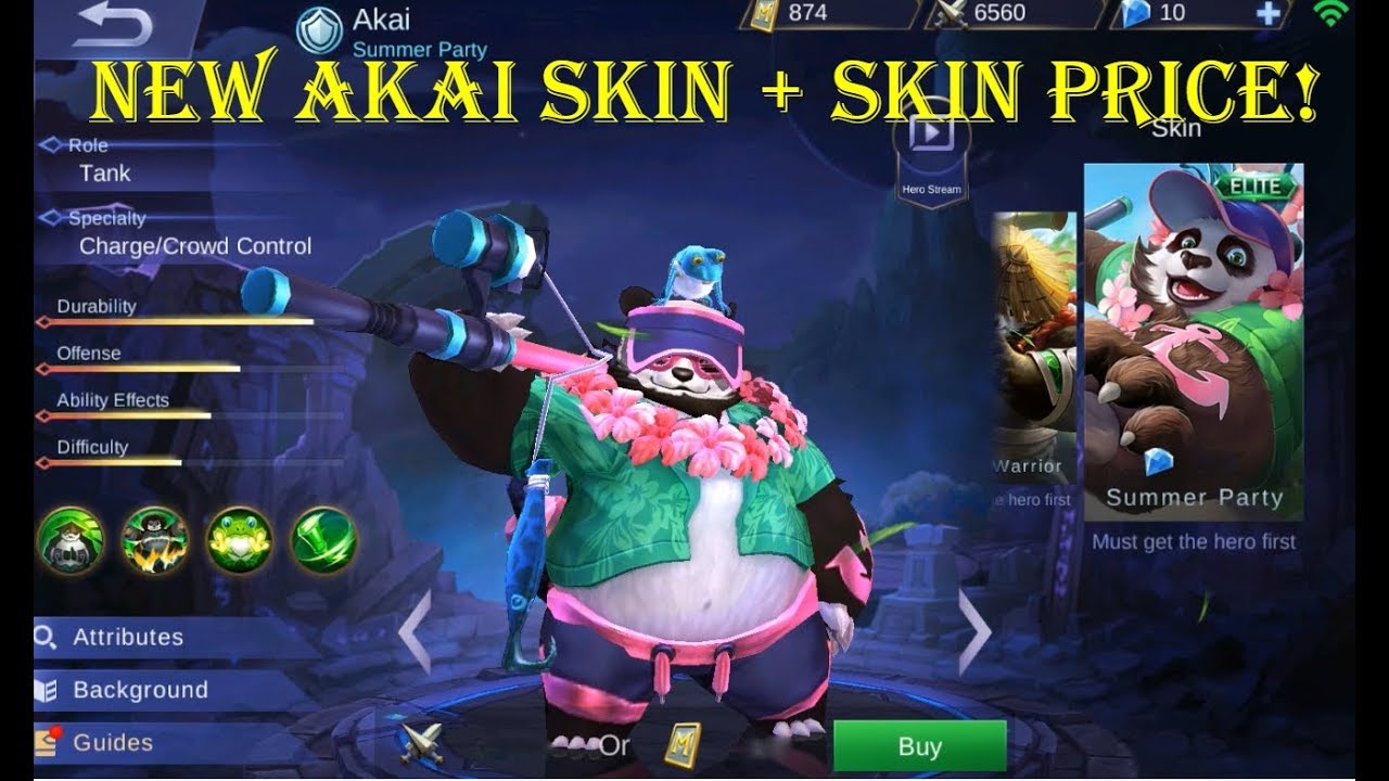Mobile Legends - NEW AKAI SKIN( Summer Party ) + SKIN PRICE!
