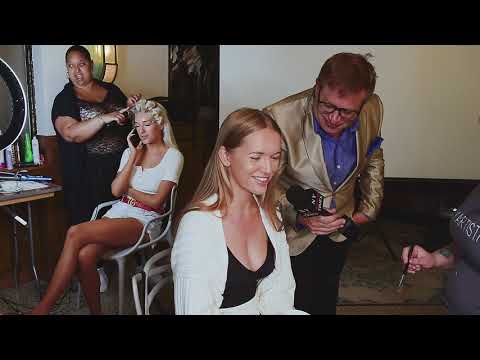 Model Olia in hair and makeup for a shoot for Art Hearts Fashion Miami Swim Week