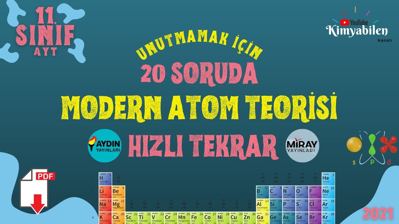 MODERN ATOM TEORİSİ HIZLI TEKRAR SORU ÇÖZÜMÜ - 20 SORUDA MODERN ATOM MODELİ - 11.SINIF KİMYA - AYT