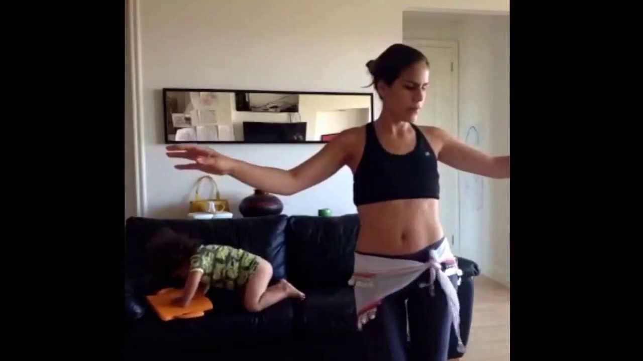 Mom belly dances as 2 year old looses it!