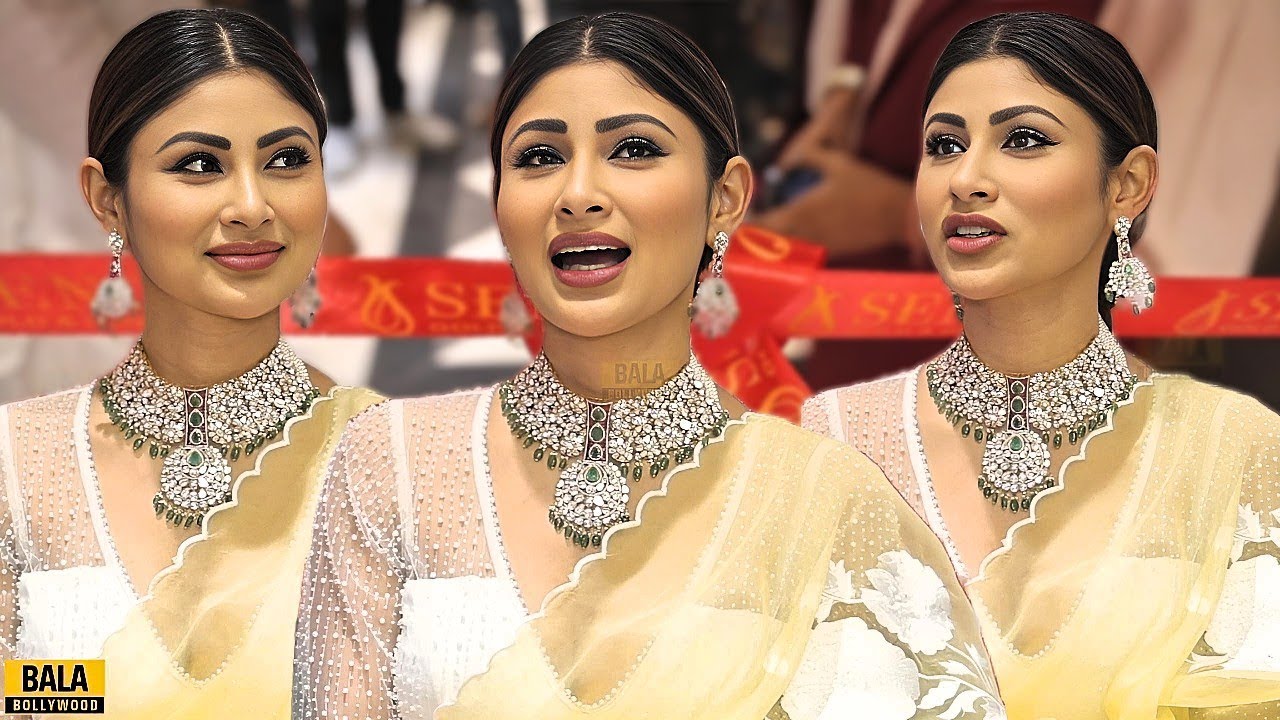 Mouni Roy L00KS Super STUNNING In Transparent Saree Deep Neck Blouse at Senco Gold & Diamond Store
