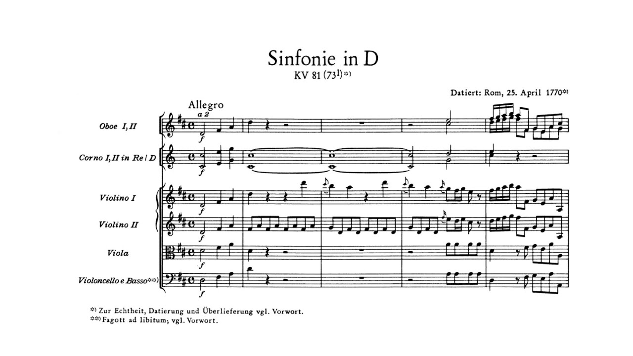 Mozart: Symphony No. 44 in D major, K. 81/73l (with Score)