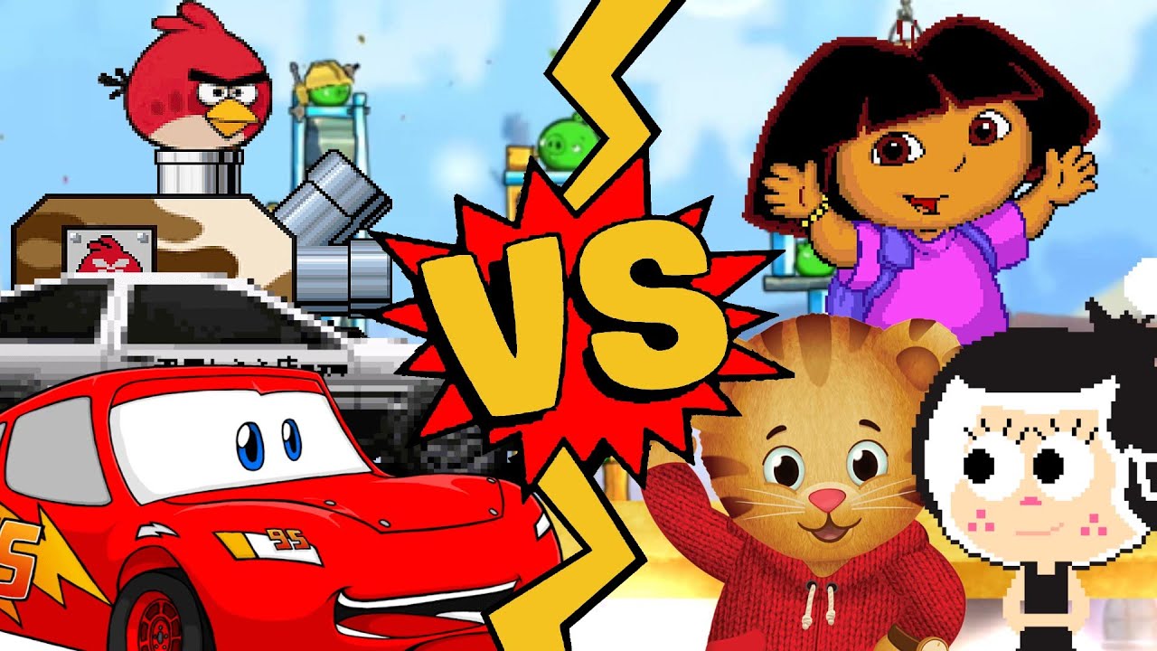 M.U.G.E.N Battles | Angry Birds Tank/Lightning McQueen/Trueno AE86 vs Daniel Tiger/Dora/Hanazuki