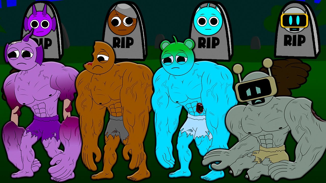 MUSCLE INCREDIBOX SPRUNKI R.I.P SAD STORY! SKY BRUD DURPLE FUN BOT Cartoon Animation