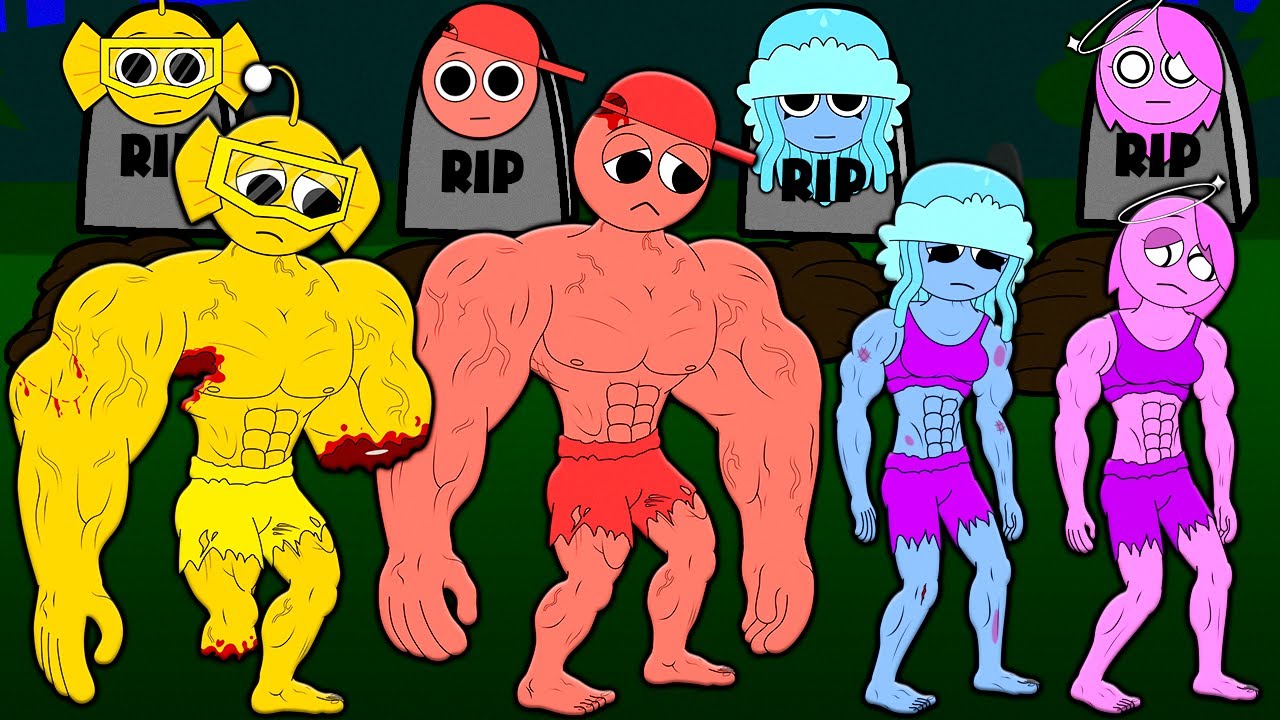 MUSCLE SPRUNKI OC R.I.P SAD STORY! BAILEY SAL AURELIA ROSE INCREDIBOX SPRUNKI Cartoon Animation