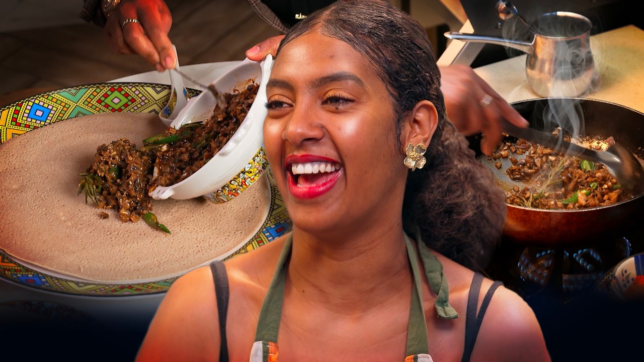 Mushroom Kitfo is the Centerpiece of a Vegetarian Ethiopian Platter at FERU
