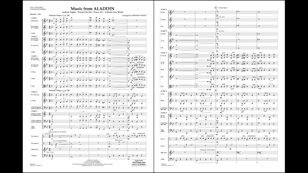 Music from Aladdin arranged by Johnnie Vinson