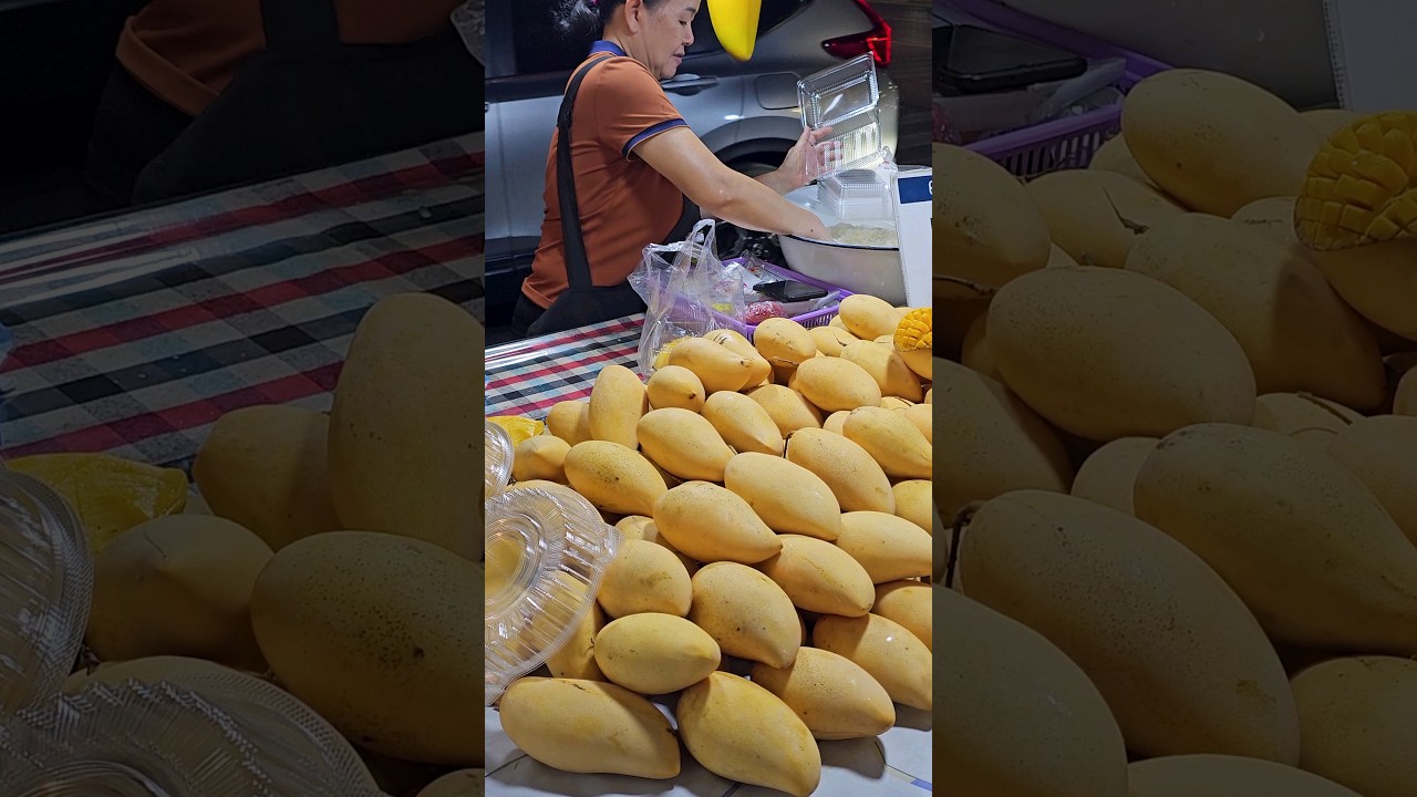 Must Eat! Thai Mango Sticky Rice - Fruit Cutting Skills #shorts