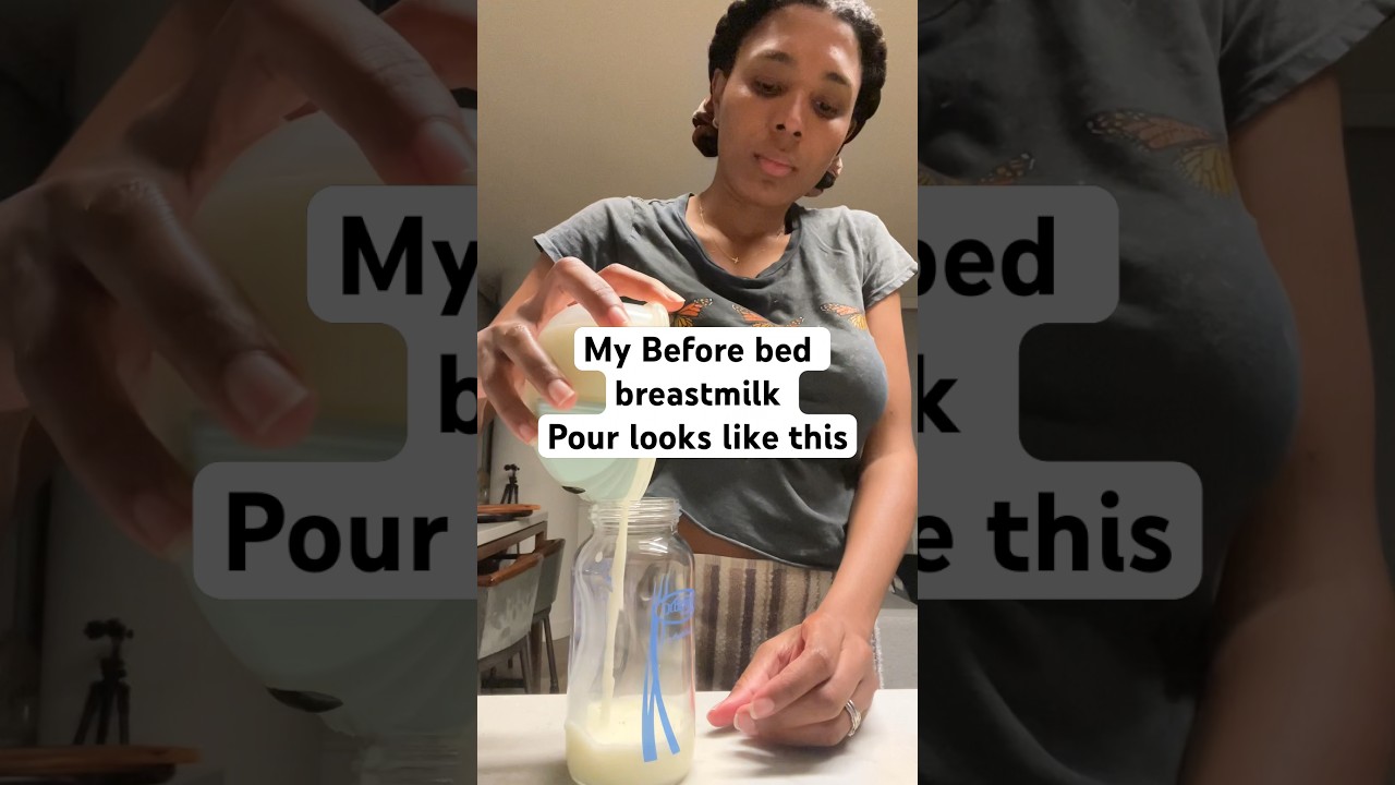 My before bed breastmilk pump & pour looks like thiss 💤#pump #boostmilksupply #breastmilk