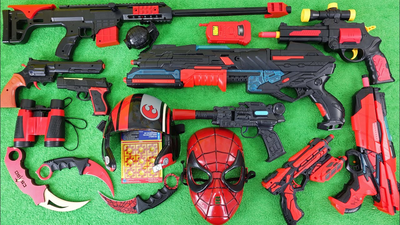 My Black And Red Rifles. My Nerf Pistols and Nerf Pump Rifle. BB Guns  !Dangerous Content !!