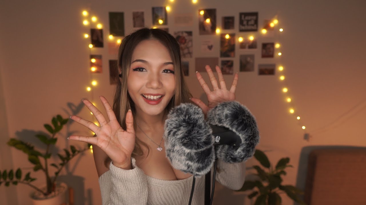 My First ASMR Video With a New Microphone 🎙️🎙️| Whispering, Fluffy Mic Stroking, Counting