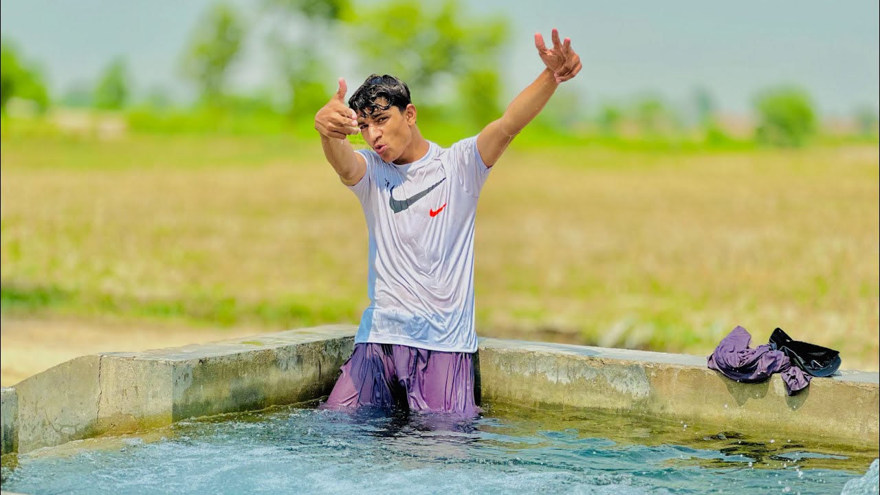 My First Vlog | Swimming in Tubewell Water Pool in Village | Tube Well water Fun by boys