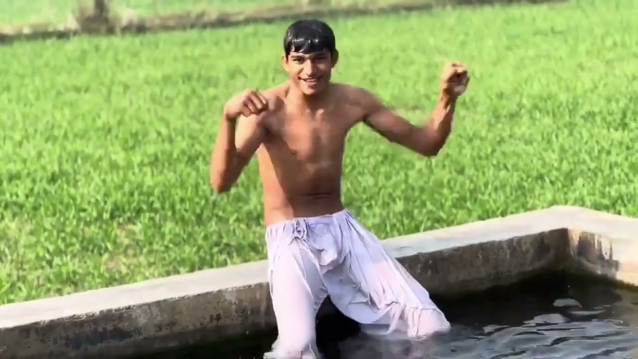 My First Vlog | Swimming in Tubewell Water Pool in Village | Tube Well water Fun by boys