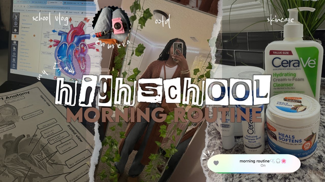 MY *realistic* 5AM HIGH SCHOOL MORNING ROUTINE🍂🎧! || ootd, chit chat, skincare & etc! || :)