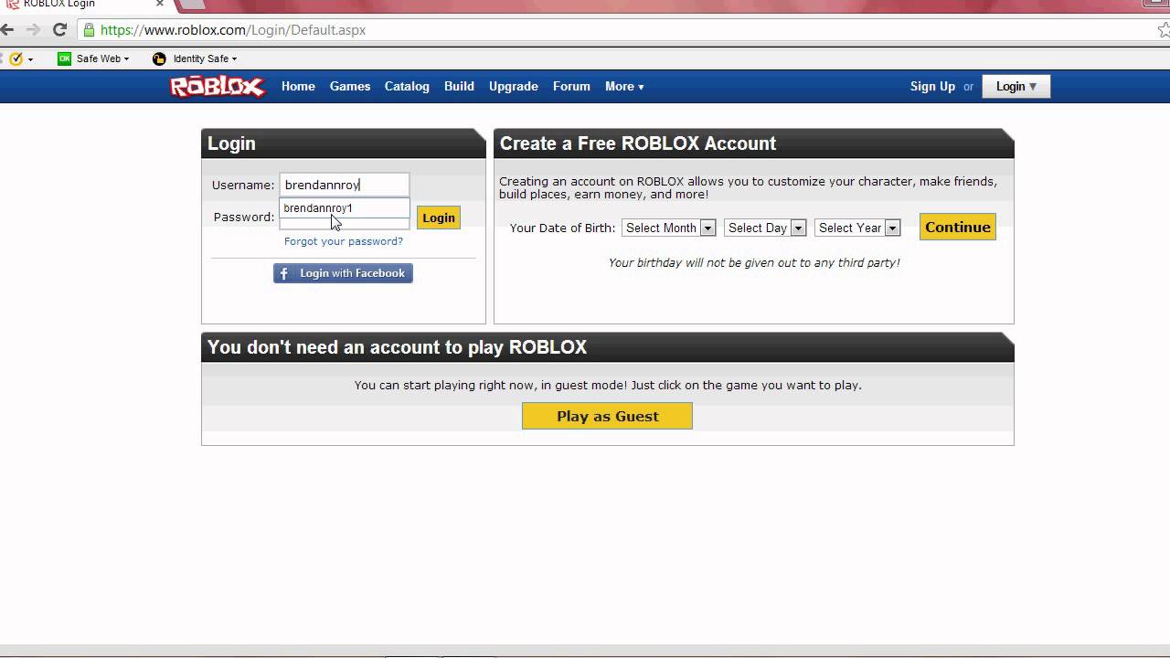 MY ROBLOX USERNAME AND PWORD