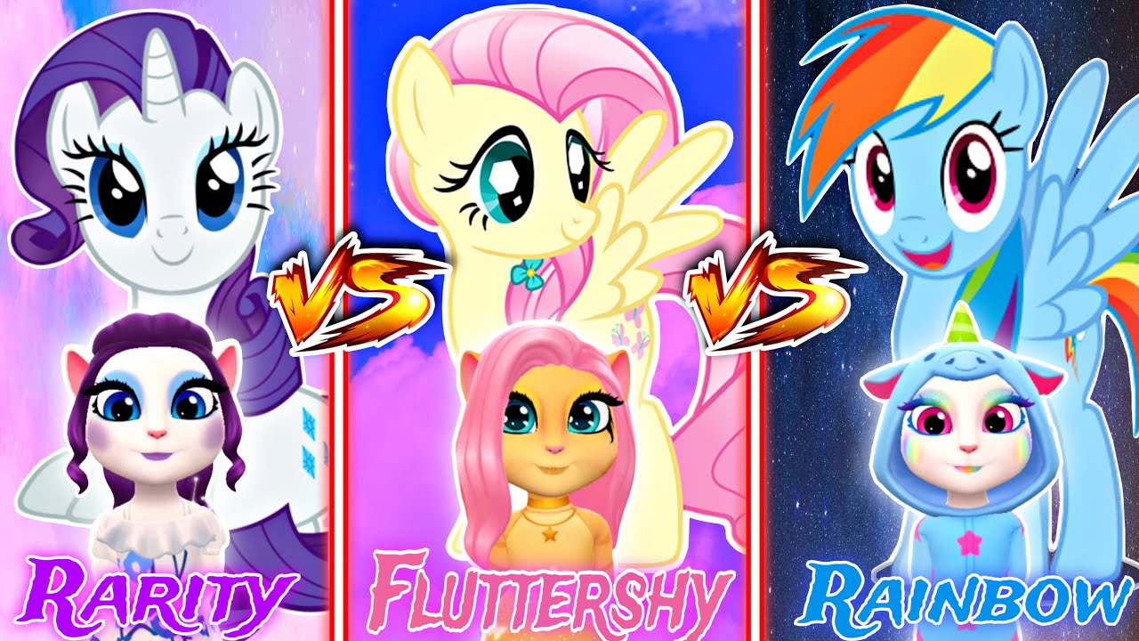 My talking angela 2 || My Little Pony || Fluttershy vS Rarity vS Rainbow || cosplay