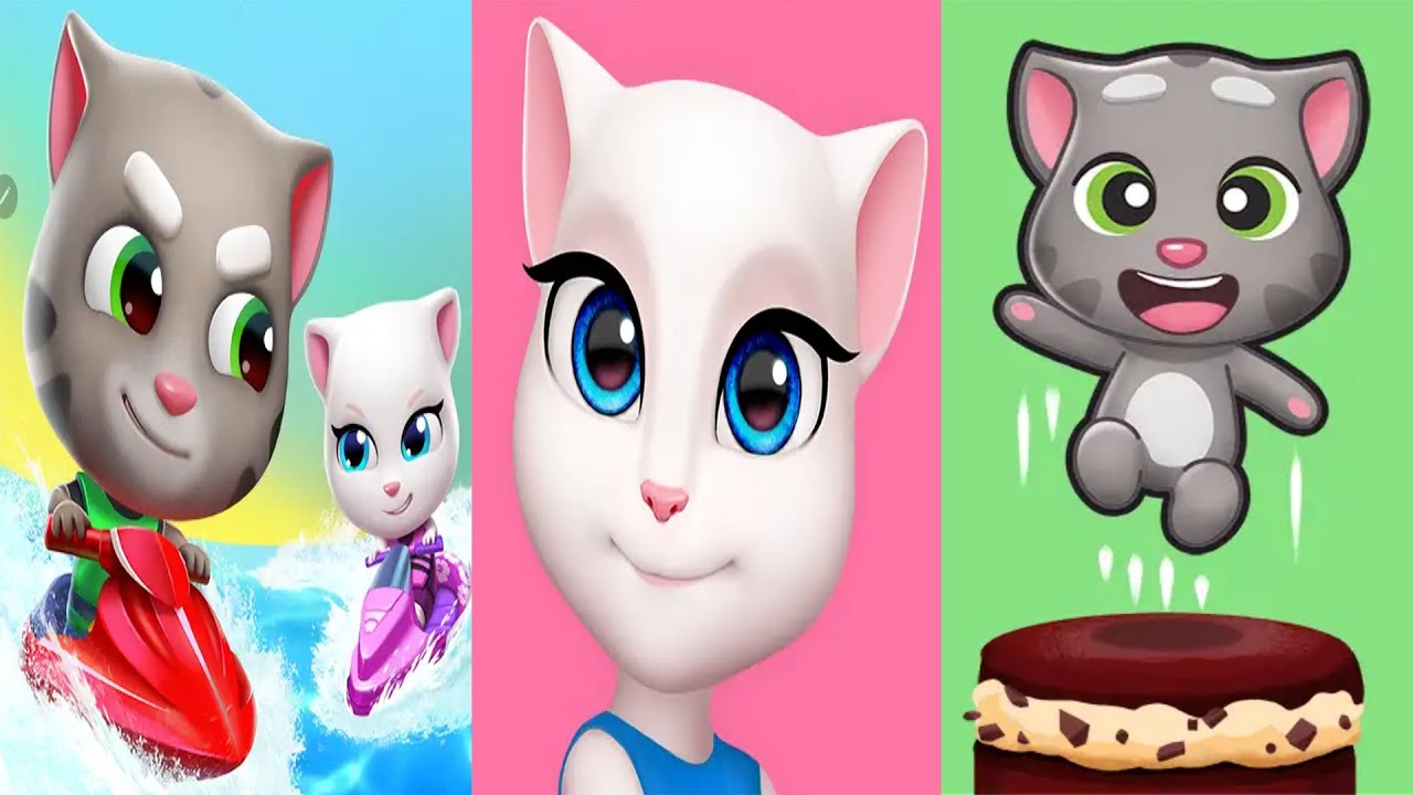 My Talking Angela vs Cake Jump vs Tom Jetski 2
