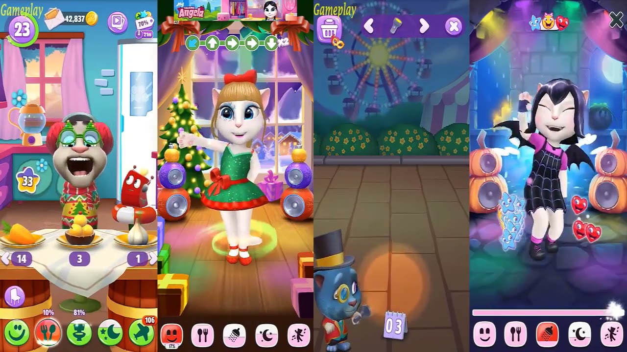MY TALKING TOM 2 VS MY TALKING ANGELA CHRISTMAS 2020 VS Halloween 2020.