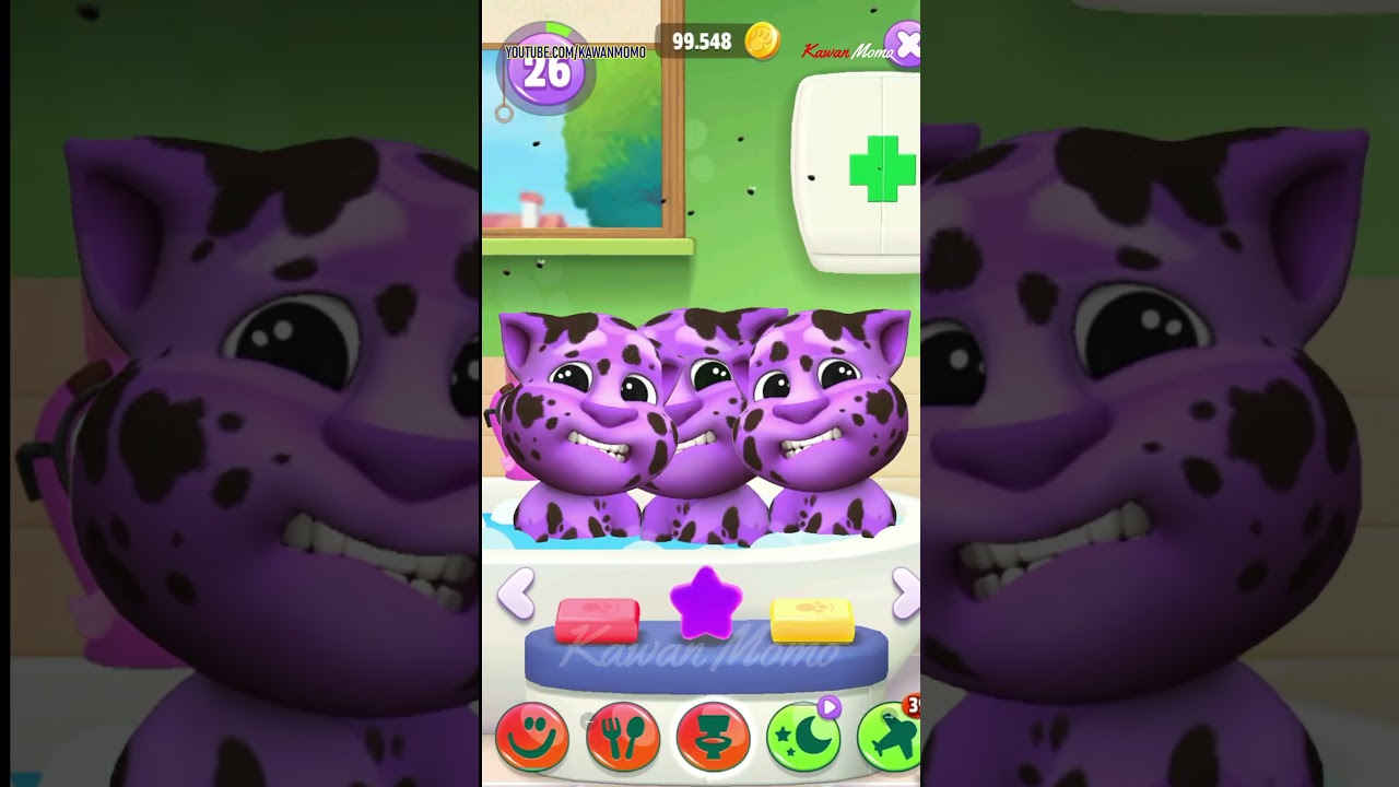 My Talking Tom 2 VS My Talking Tom 2 || PURPLE Talking Tom - 3 Talking Tom in Bathtub Bathroom