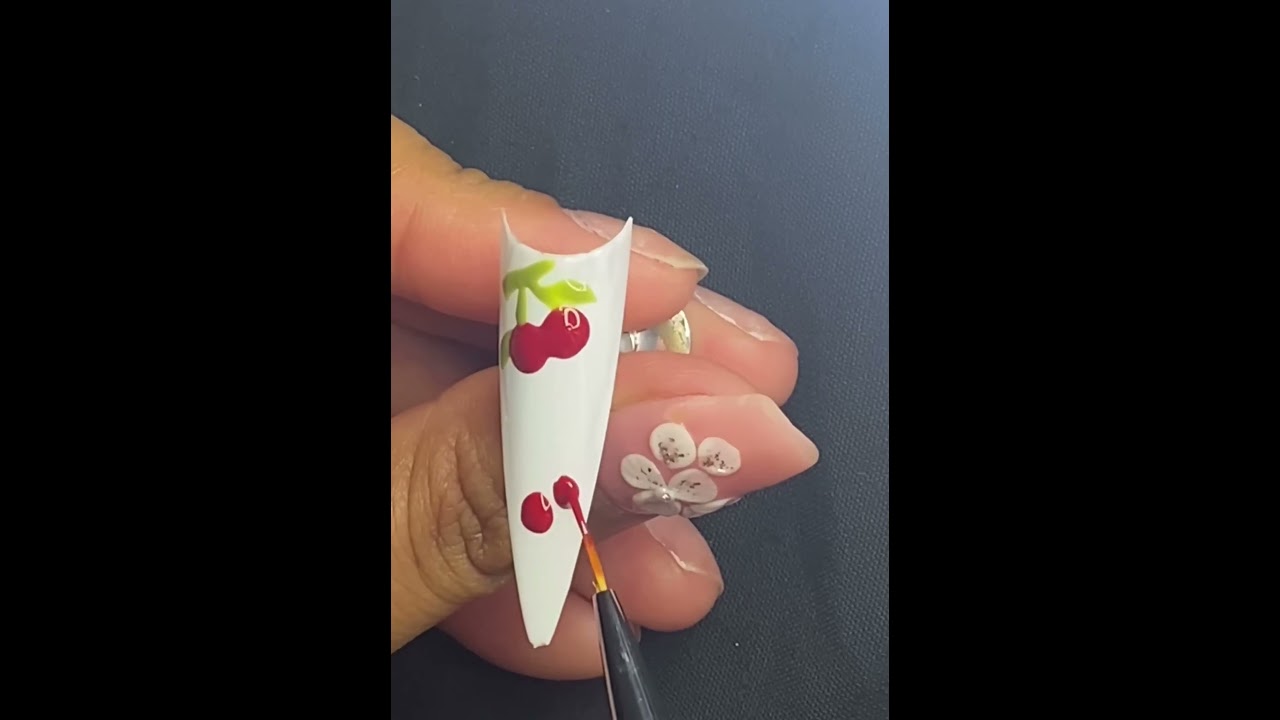 Nailart 🍒💅#nails #nailart #naildesign #simple nailart #cherry nails #shorts #viral