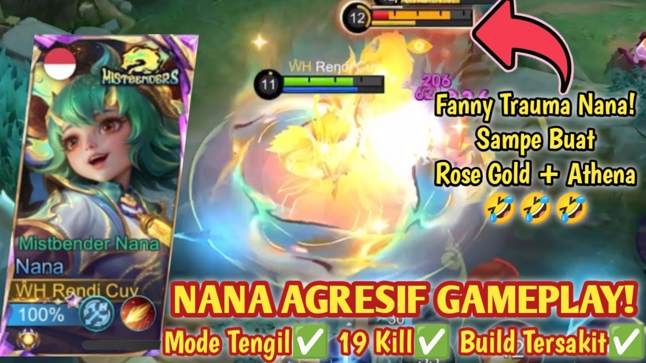 NANA MODE LOCK FANNY SAMPE TRAUMA🤣🤣🤣 SAMPE BUAT ROSE GOLD + ATHENA BUAT SANGKING TAKUTNYA! NANA MLBB