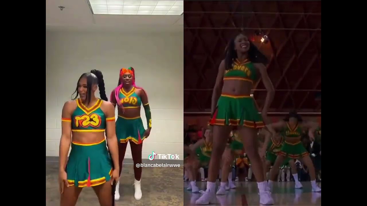 Naomi & Bianca Belair Mimics BRING IT ON’s Clovers Cheer Routine
