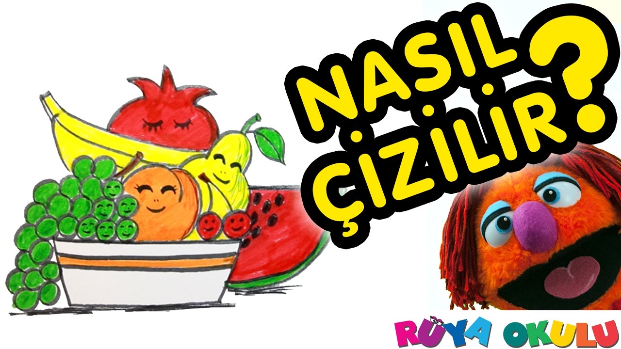 Nasıl Çizilir? - Meyve Tabağı - Natürmort - Meyveler - Çocuklar İçin Resim Çizme - RÜYA OKULU