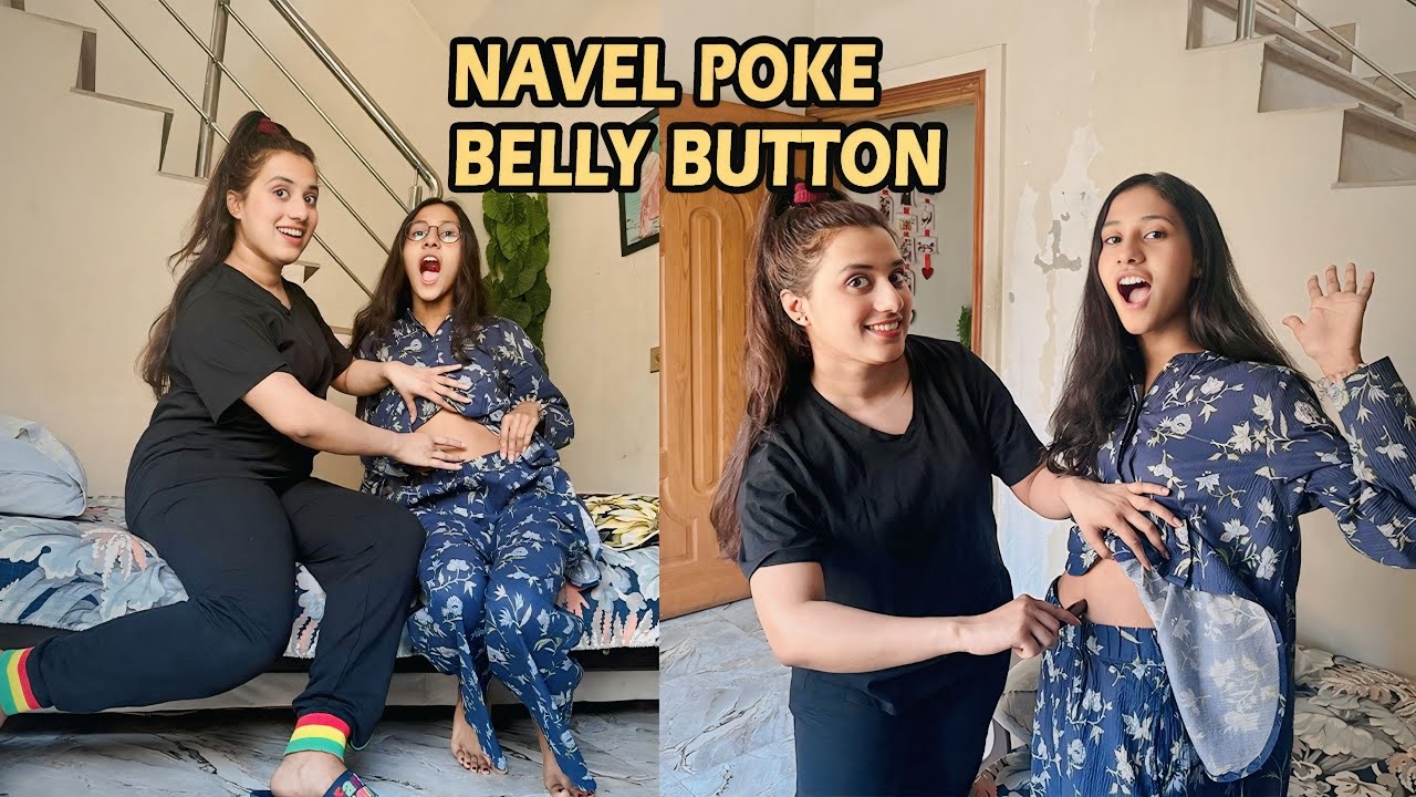 Navel poke or belly button tickle funny video challenge with jasi /four sisters vlogs