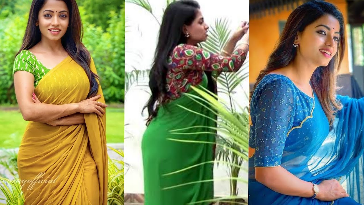 Navya swamy Hot Stills Photoshoot Video | Saree Hot navel queen | Hot Serial Actress navel🔥😍