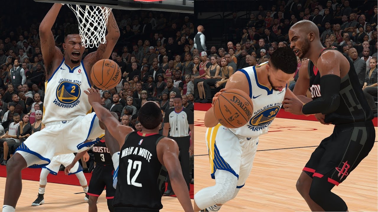 NBA 2K18 Stephen Curry,Klay Thompson SPLASH BROS! & Jordan Bell Highlights vs Rockets 2018.01.04