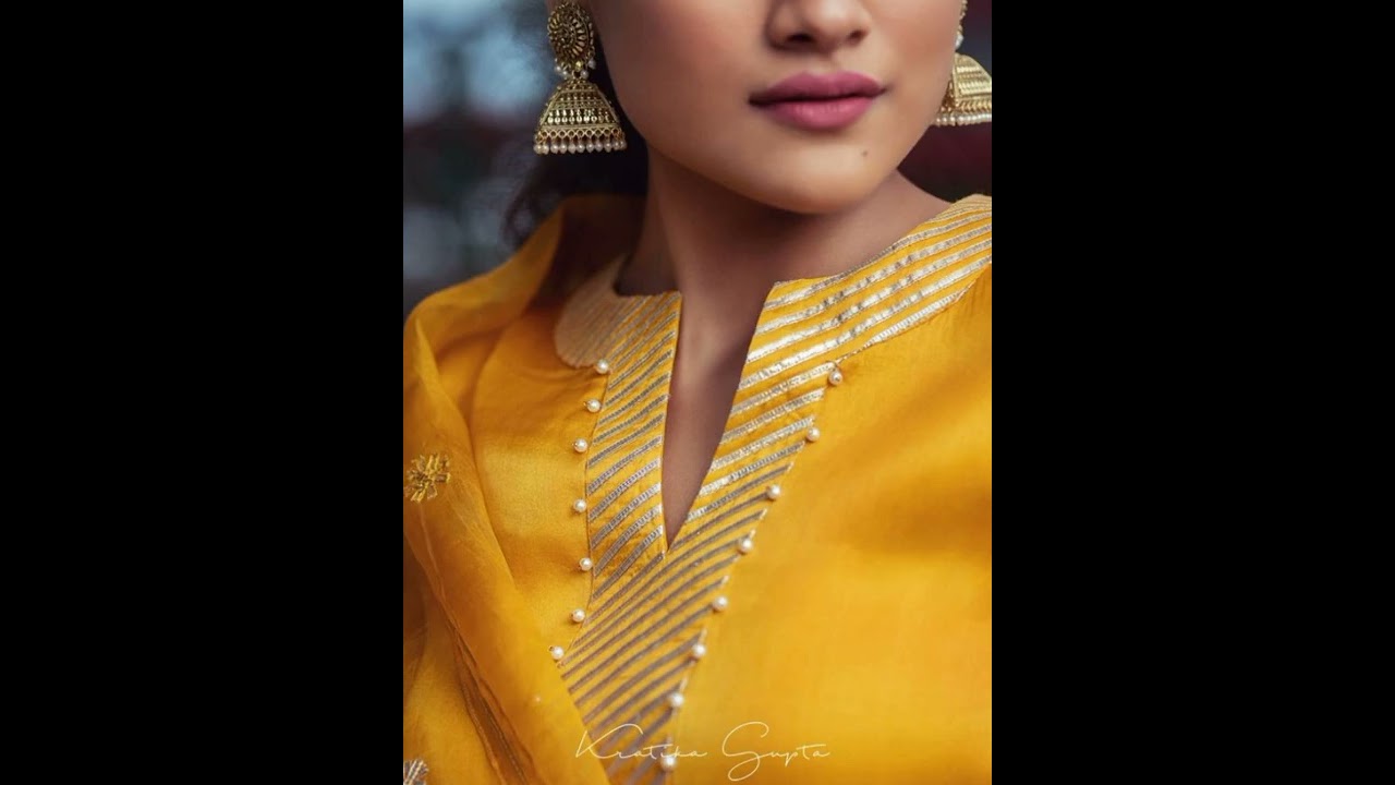 Neck Design  WithGota Patti And Lace/ Neck Design Gota Patti Work Design