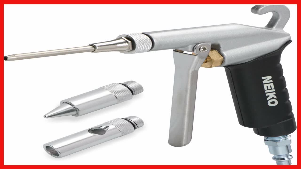 NEIKO 31121A High Flow Air Blow Gun | 3 Pc Pneumatic Air Nozzle | Dust Gun | Air Gun Compressor