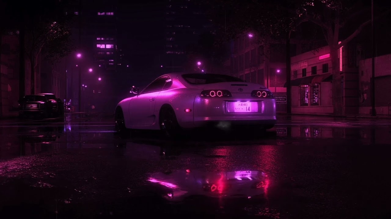 neon night toyota supra desktop wallpaperwaifu com