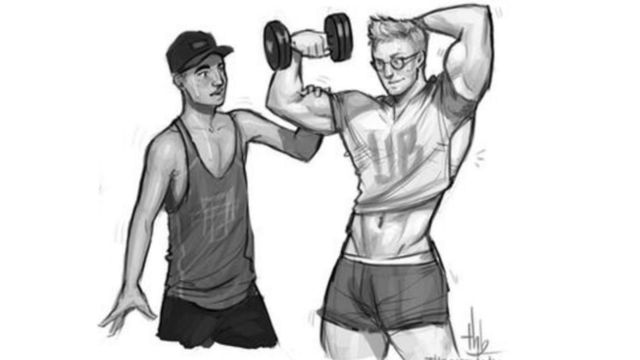 Nerd steals his gym trainer muscle - Muscle growth theft
