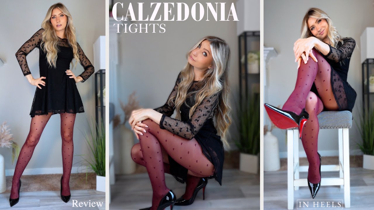 NEW Calzedonia Tights Modeled with Red Bottoms | Sheer 30 Denier Review and Try On