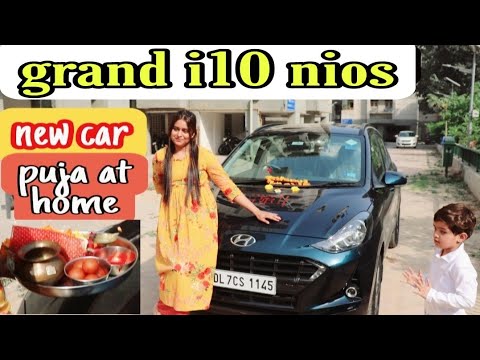 new car puja at home/Grand i10 nios sports model(aquateal)/car puja vidhi