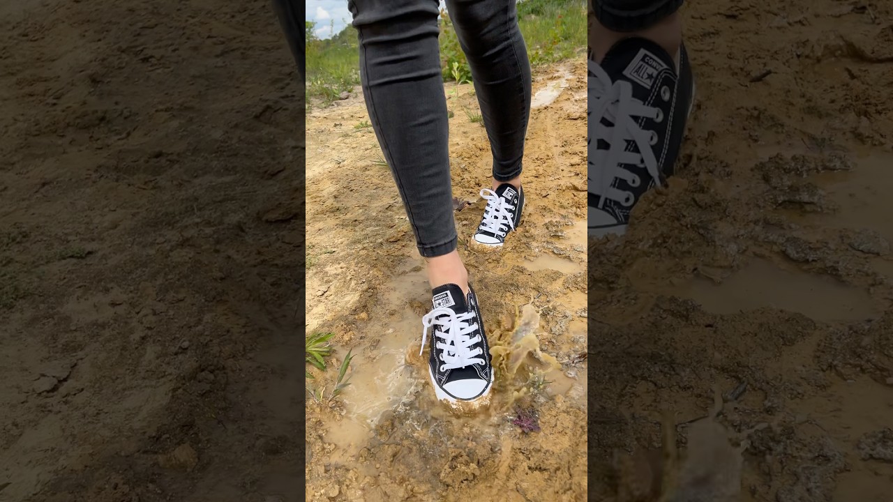 New Converse in mud #muddyconverse #feetmodel #muddyvideo #muddyshoes