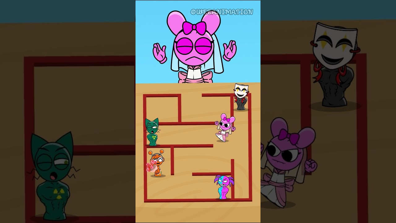 New MAZE CHALLENGE: HELP Pinki escape the danger #shorts  #sprunki