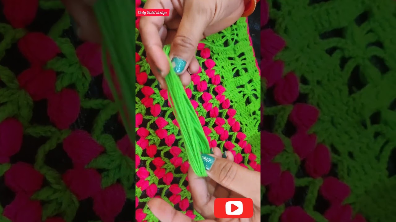 new toran design pink and green #jhalar #crochet #toran #bandhawar #woolen #design #torandesign