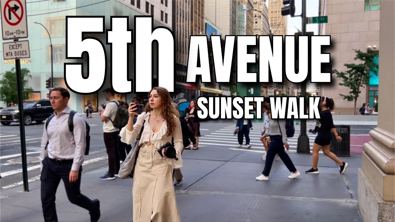 NEW YORK CITY Walking Tour [4K] - 5ht AVENUE - Sunset Walk
