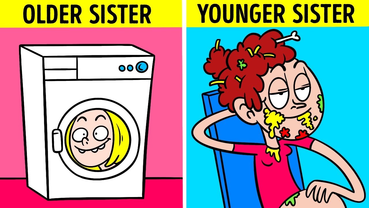 NICE SISTER VS WEIRD SISTER AND THEIR FRIENDS || Crazy Relatable Moments by 123Go! Animated