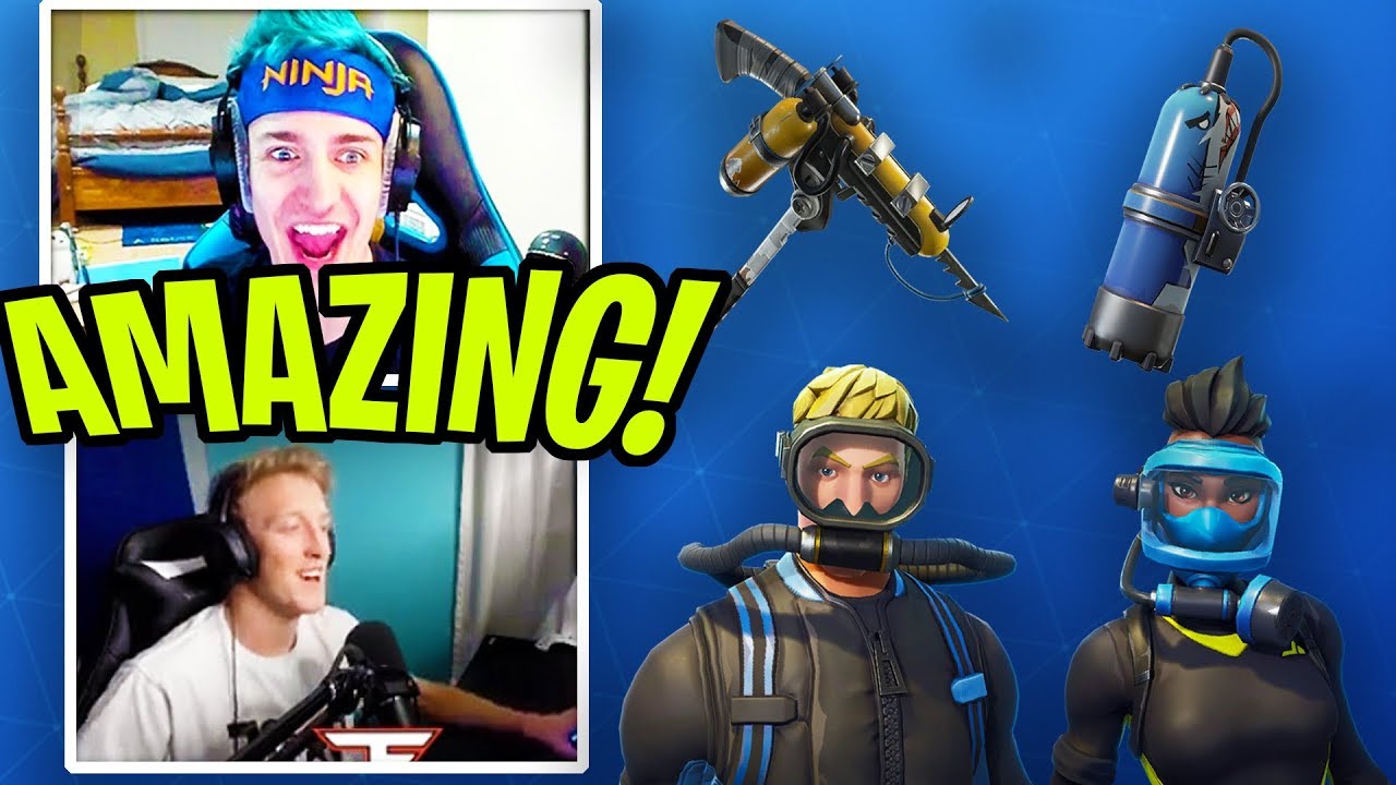 Ninja & Faze Tfue React To The *New* / Reef Ranger & Wreck Raider Skins / Harpoon Axe / Diving Tank