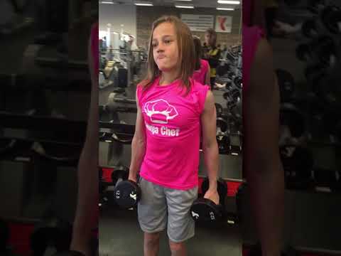Ninja Chef Jaleesa Lifting Weights 11 year old girl with BIG MUSCLES