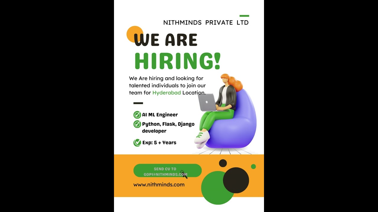 NITHMINDS PRIVATE LIMITED Hiring - PYTHON DEVELOPER - AI ML Engineer - Immediate Joiner - Hyderabad
