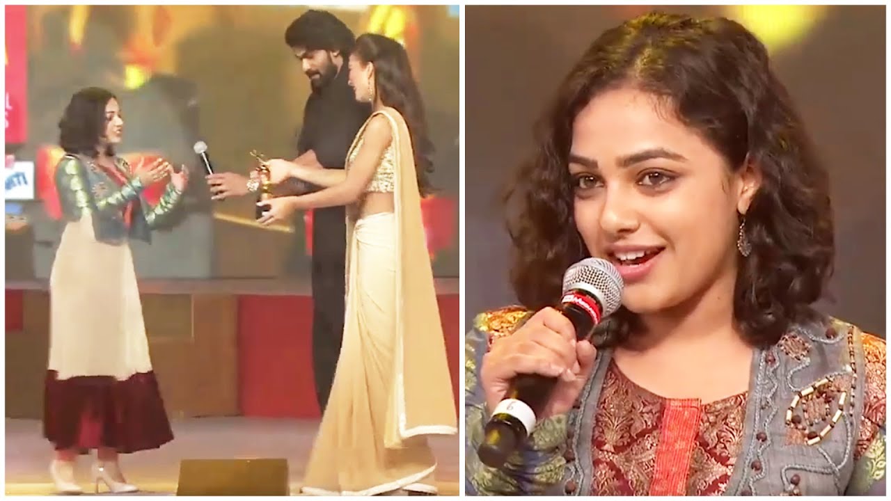 Nithya Menen Cracking Jokes On Herself After Receiving Award From Rana Daggubati