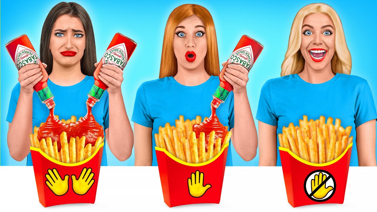 No Hands vs One Hand vs Two Hands Eating Challenge #1 | Funny Food Situations by Multi DO Challenge